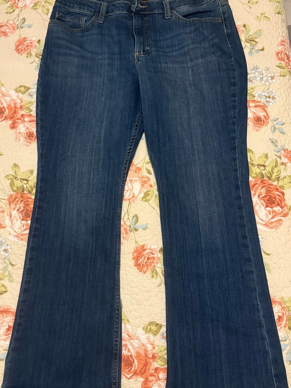 Lee Regular Bootcut Jeans Mid Rise Women's 16 Short Blue Denim Pants